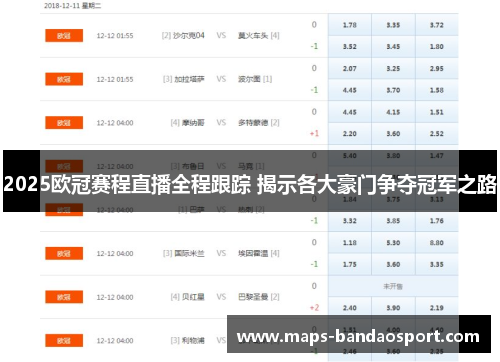 2025欧冠赛程直播全程跟踪 揭示各大豪门争夺冠军之路