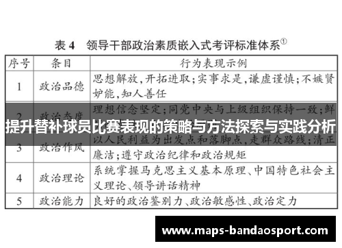 提升替补球员比赛表现的策略与方法探索与实践分析